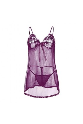 iOoppek Sexy Hommes Lingerie Vêtements de Nuit Robe Soie Lingerie Chemise de Nuit Sous-Vêtements Sexy Infirmière Vernis, Noir