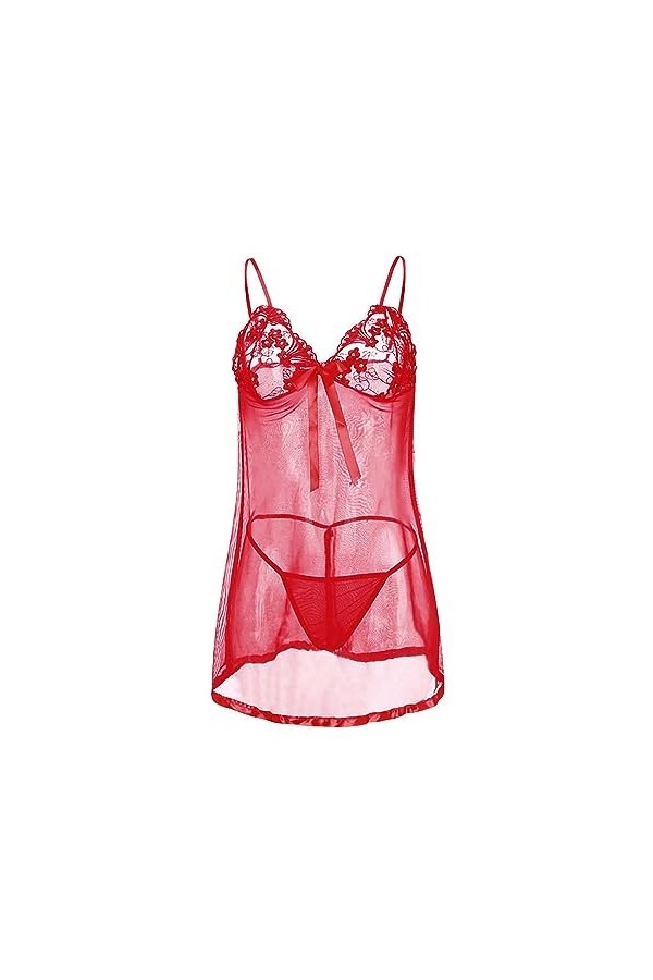 iOoppek Sexy Hommes Lingerie Vêtements de Nuit Robe Soie Lingerie Chemise de Nuit Sous-Vêtements Sexy Infirmière Vernis, Noir