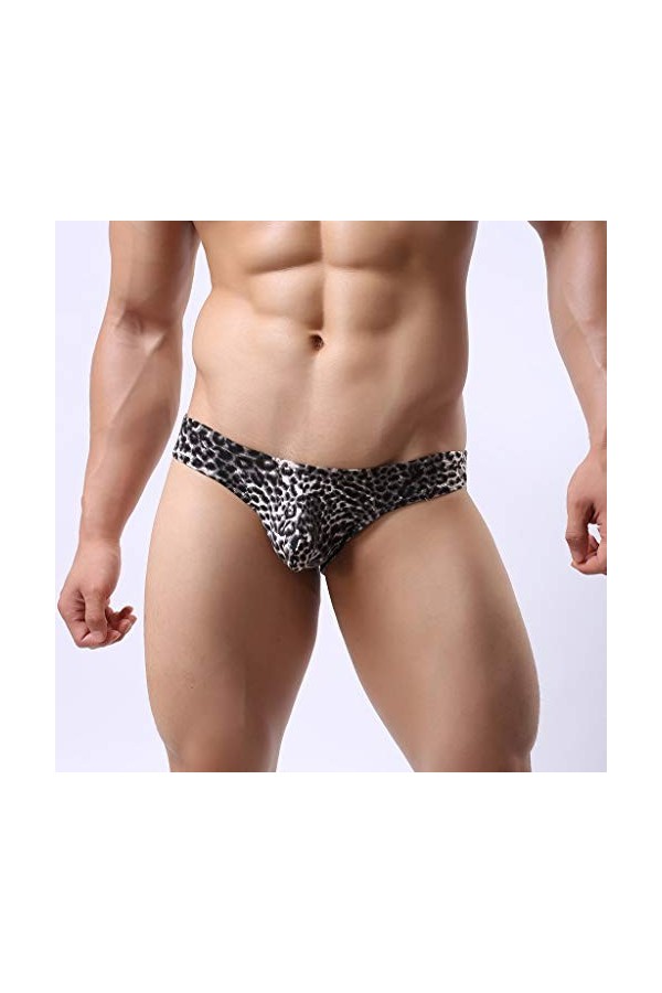 Lingerie Homme Sexy Hot Sexy Leopard-Print sous-vêtements Sexy Low-Waist -Profil Hommes sous-vêtements pour Hommes Ensemble P