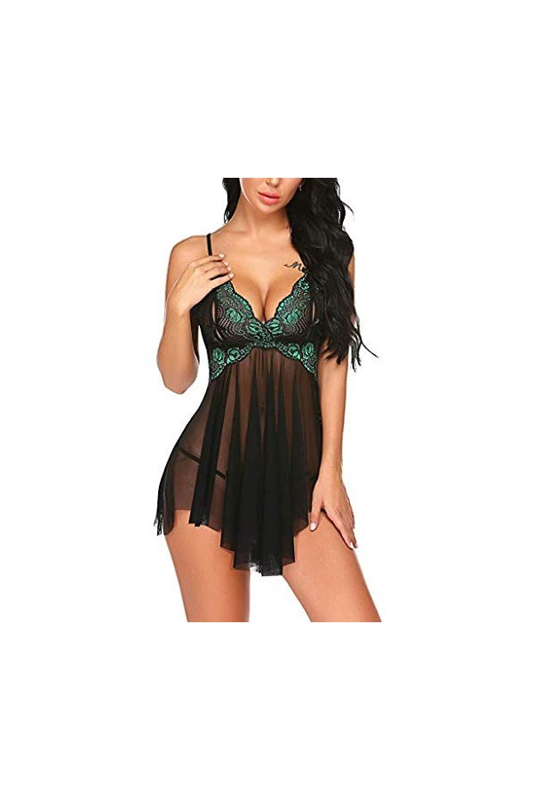 Lingerie Nuisette Femme See Through Lingerie Sexy Hot Grande Taille Nuisette Sissy Érotique Mini Short Valentin Erothique Ens