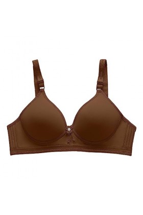 Soutien-gorge de sport sexy sans anneau en acier confortable et fin pour personnes âgées et moyennes, marron, 42