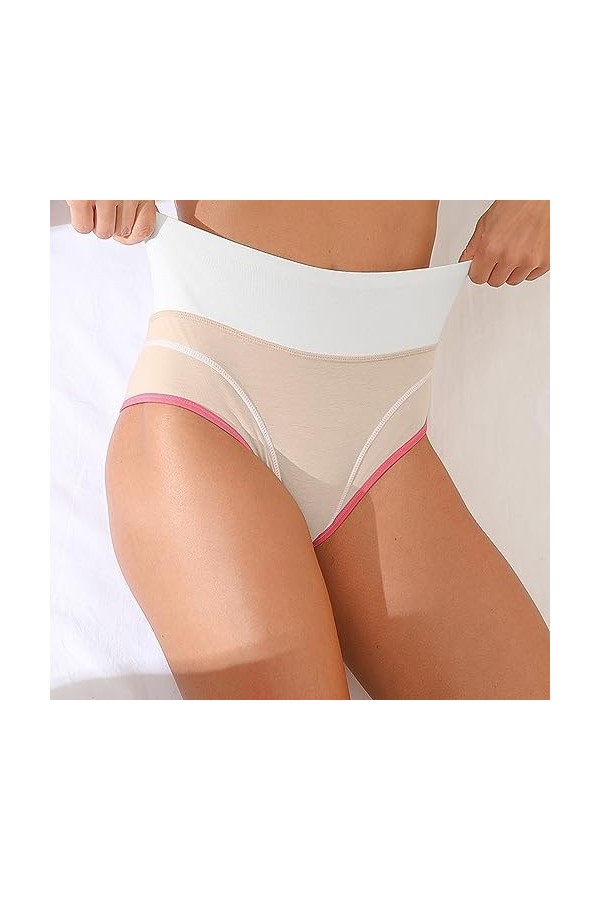 Culottes Shorties Et Strings Femme Taille Mi-Haute Lingerie Douce Pur Coton Pantalons Triangle Sexy Tangas Absorbante Stretch