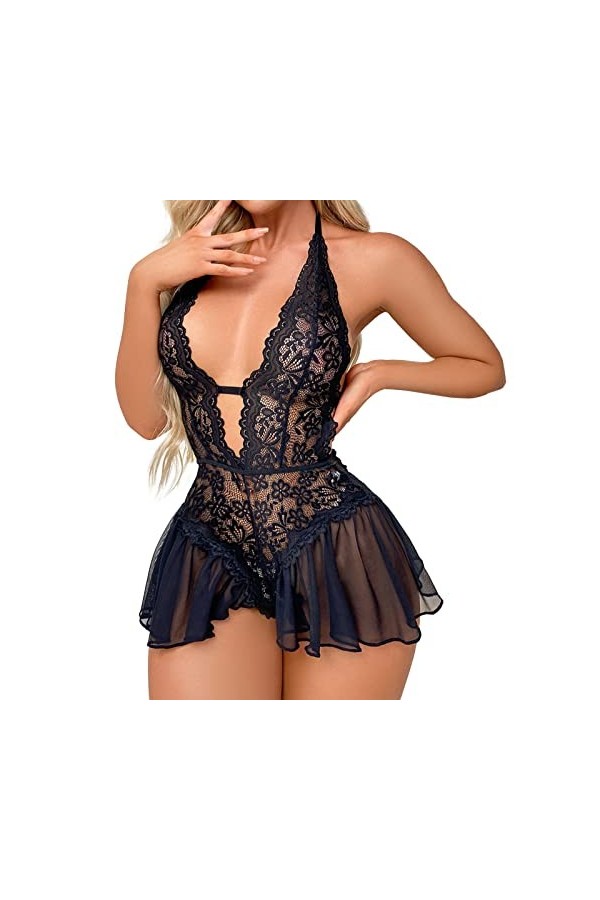 Femmes Grande Taille Sexy Sous-Vêtements Dentelle Sexy Onesie Passion Combinaison Body Sous-Vêtements Lingerie Robe en Maille