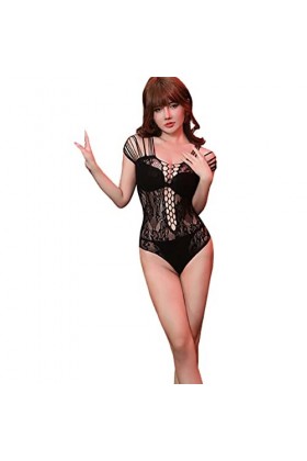 Lingerie Sexy Bas en Creux Grande Taille Bas Combinaison de vêtements en Combinaison Ouverte Boîte Lingerie Natives Black, O