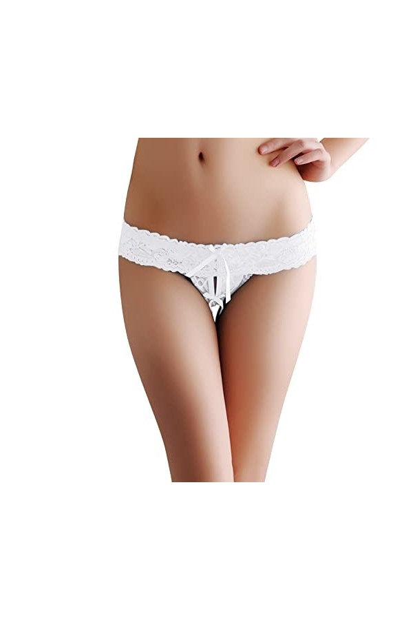 Générique Lingerie Culotte Fendue Mesdames Dentelle Jacquard Culotte Découpe Culotte Ouverte Taille Basse String Transparent 