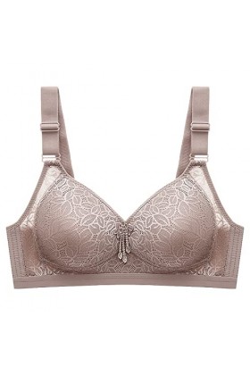 HANXIULIN Soutien-gorge pour femme dos nu avec col en V profond sans fil doux avec boucle de bonnet complète sexy en dentelle