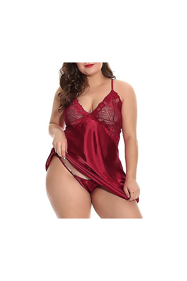 ZTIANEF Bas basSlip Dress Sexy Chemise de Nuit Lingerie érotique Pyjamas, Noir, L