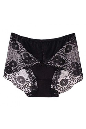 liaddkv SexyFemme Dentelle Transparent Culotte Grande Taille Coton Creux Respirant Qualité Sexy Lingerie Noir Femme, Noir , L