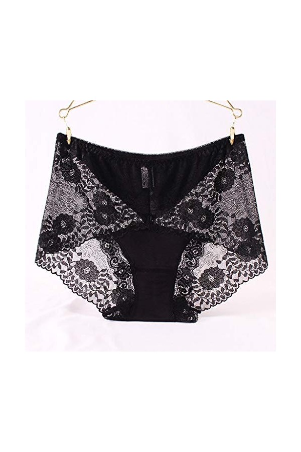 liaddkv SexyFemme Dentelle Transparent Culotte Grande Taille Coton Creux Respirant Qualité Sexy Lingerie Noir Femme, Noir , L