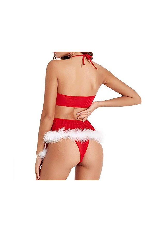 Générique Racy sous-Vêtements sous-Vêtements + Slips Costume Tentation Sexy Femmes Intimes De Noël Lingerie Cuir Sexy Red, M