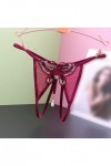 sous-vêtements Sexy Taille Basse caleçon Ouvert Coupe Perle Massage String Culottes Wine, One Size 