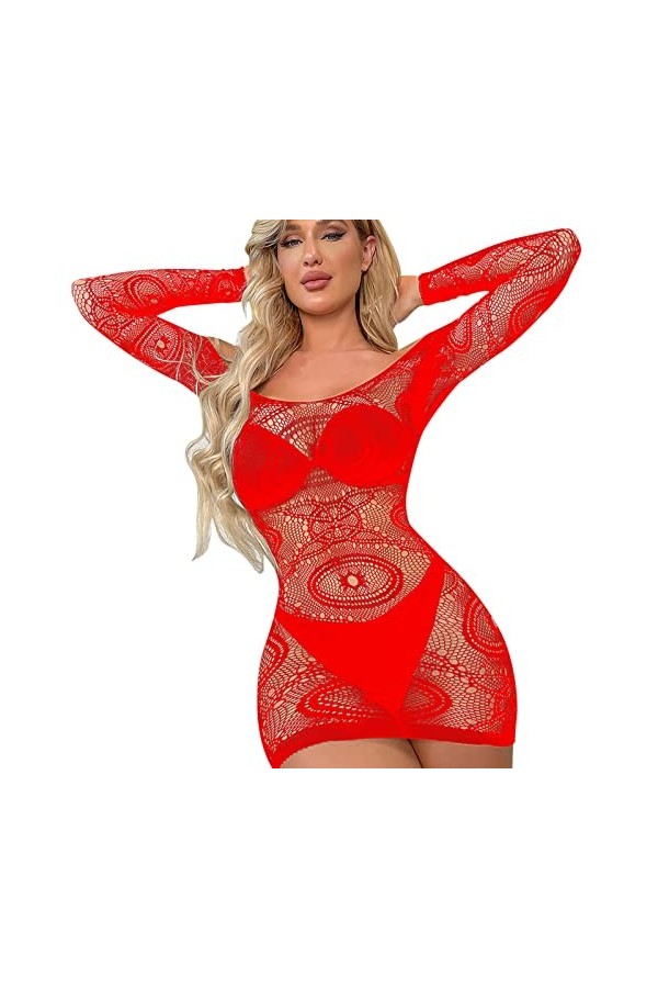 Lingerie Femme Sexy Ensemble Homme Sexy Hot y*2k Pyjama Transparent Femme sous-Vêtements Maille Manches Longues Robe Sexy Pyj