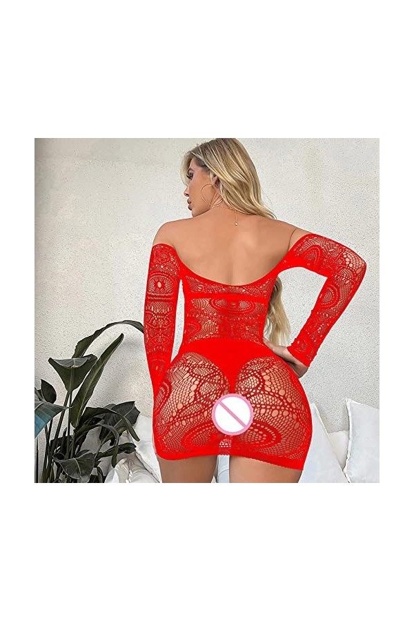 Lingerie Femme Sexy Ensemble Homme Sexy Hot y*2k Pyjama Transparent Femme sous-Vêtements Maille Manches Longues Robe Sexy Pyj