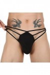 Générique Lingerie Homme Sexy Hot Slip pour Homme Taille Basse Fesse exposée String en Soie de Glace évidé Grande Poche Panta