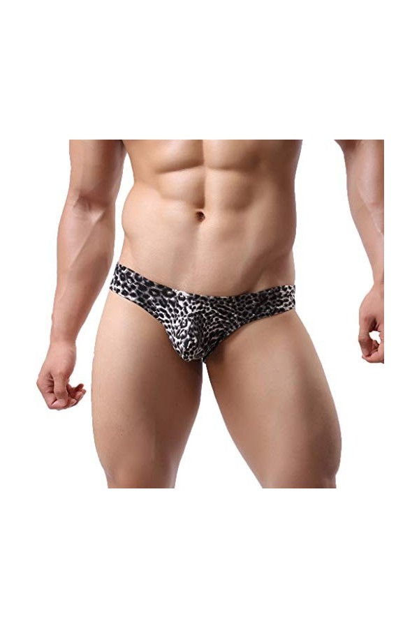 Lingerie Homme Sexy Hot Sexy Leopard-Print sous-vêtements Sexy Low-Waist -Profil Hommes sous-vêtements pour Hommes Ensemble P