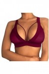 Sexy Femmes Filles Évidé Élastique Soutien-Gorge Strappy Soutien-gorge Laqué Lingerie Femme Rouge, rouge, 3X-Large