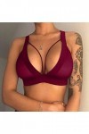 Sexy Femmes Filles Évidé Élastique Soutien-Gorge Strappy Soutien-gorge Laqué Lingerie Femme Rouge, rouge, 3X-Large