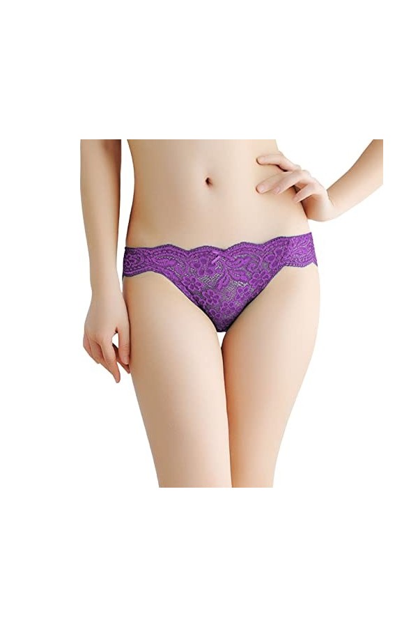 PANPANY Culottes pour Femme Confortables sans Couture Taille Basse Dentelle sous Vetements Culotte Femme Tanga String Multico