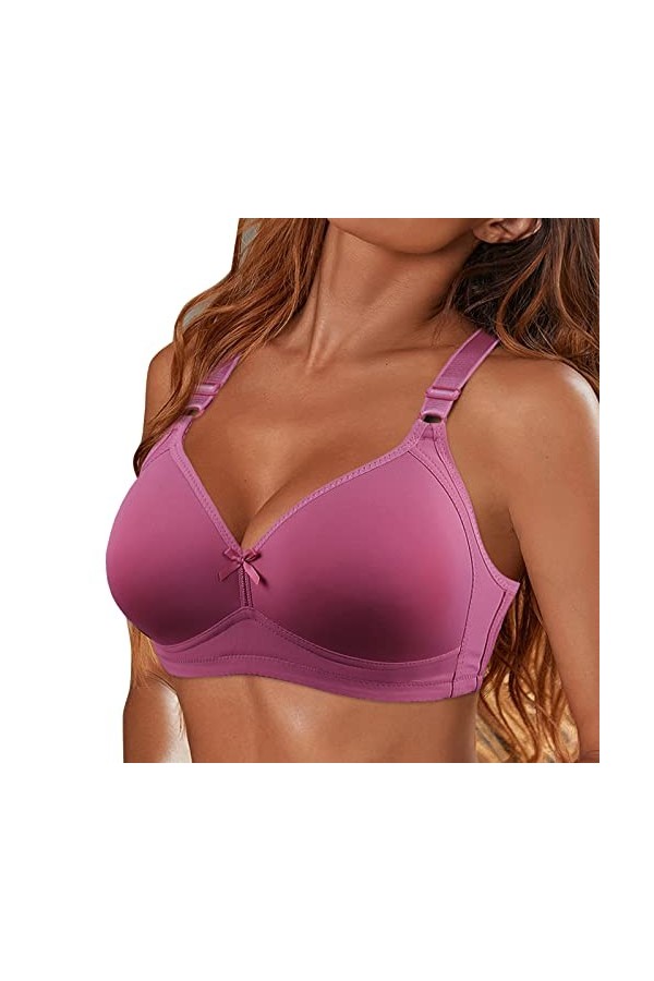 CreoQIJI Soutien-gorge doux et confortable pour femme - Sans anneau en acier, lilas, 135D