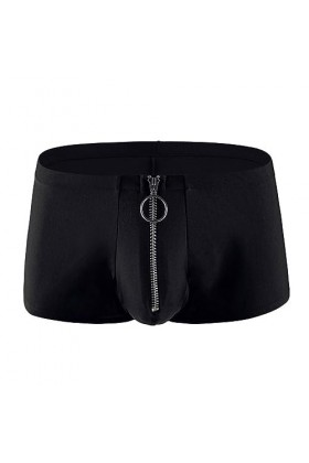 Short pour homme avec fermeture éclair à lavant - Coutures contrastées - Aspect mat - Doux et respirant - Couleur unie - Tai