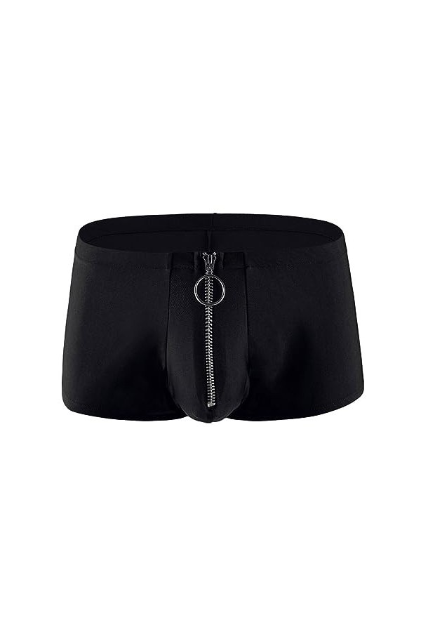 Short pour homme avec fermeture éclair à lavant - Coutures contrastées - Aspect mat - Doux et respirant - Couleur unie - Tai