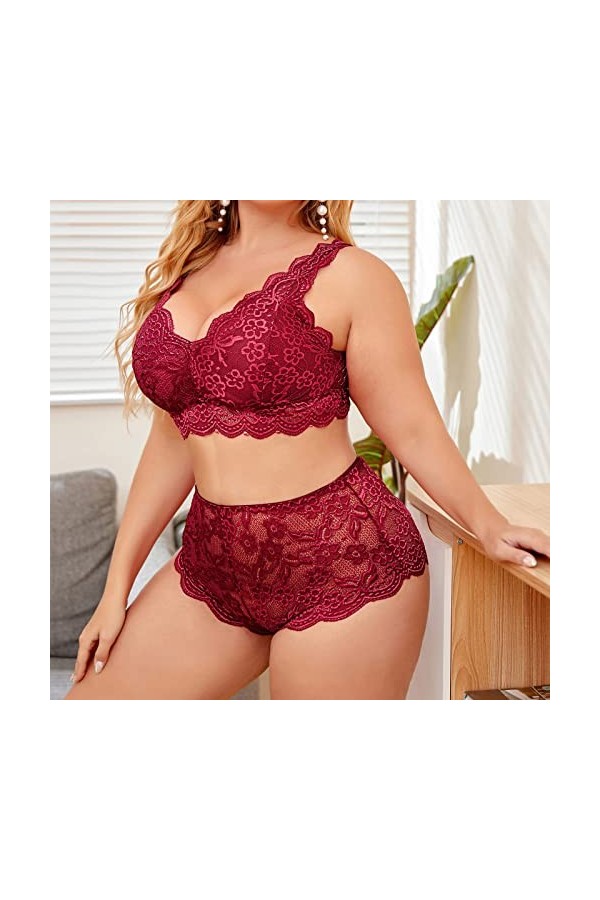 Lingerie Sexy pour Femme Ensemble de Lingerie Grande Taille pour Femme Sexy Halter Choker Soutien-Gorge à Bretelles et Culott