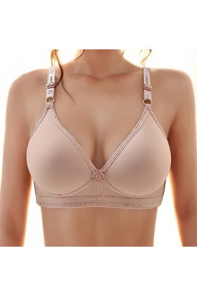 Soutien-gorge de sport sexy sans anneau en acier confortable et fin pour personnes âgées et moyennes, gris, 44