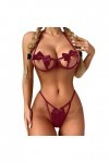 Générique Nuisettes et deshabillés Lingerie Sexy Ensembles de Lingerie Femme Col V Nuisettes Fishnet Saint-Valentin Chaude Si