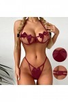 Générique Nuisettes et deshabillés Lingerie Sexy Ensembles de Lingerie Femme Col V Nuisettes Fishnet Saint-Valentin Chaude Si