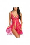 YANFJHV Sous-vêtements Femmes Sous-vêtements Sexy Dentelle Cils Vêtements de Nuit Robe de Nuit Mini Lingerie, Rose, S