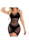 GilRu Mesdames Sexy Lingerie Open File Transparent Lace Hip Jupe Mesh Vêtements Ensemble Lingerie Satin Black, One Size 
