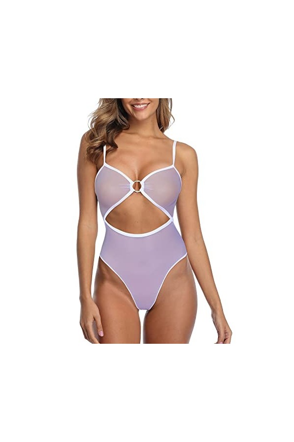 Viunychn Tenue sexy pour femme, dentelle push-up, rouge, taille haute, body pour femme, lingerie sexy avec soutien-gorge et s