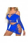 Femmes Sexy Lingerie vêtements de Nuit vêtements de Nuit résille Sheer Ensemble de Lingerie Lingerie Sexy Bustier Blue, One 