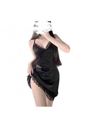 liaddkv Lingerie sexy pour femme en dentelle dos nu Pyjama Sling Chemise de nuit String translucide Chemise de nuit Lingerie,