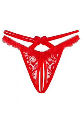 SRTUMEY Femmes Sexy Gland Maille Slips éVider Culotte Crochet à Lacets Culotte Tongs G String Lingerie sous-VêTements Menstru