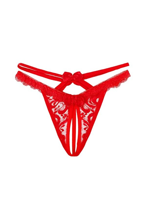 SRTUMEY Femmes Sexy Gland Maille Slips éVider Culotte Crochet à Lacets Culotte Tongs G String Lingerie sous-VêTements Menstru