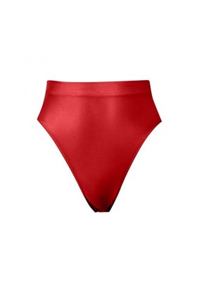 Jiabing Culotte Taille Haute Transparente et Sexy et Lisse Bustier Dentelle Red, XL 