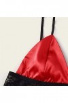 liaddkv Sous-vêtement sexy en dentelle pour dormir, en soie, satin, poitrine ouverte, lingerie, rouge, M