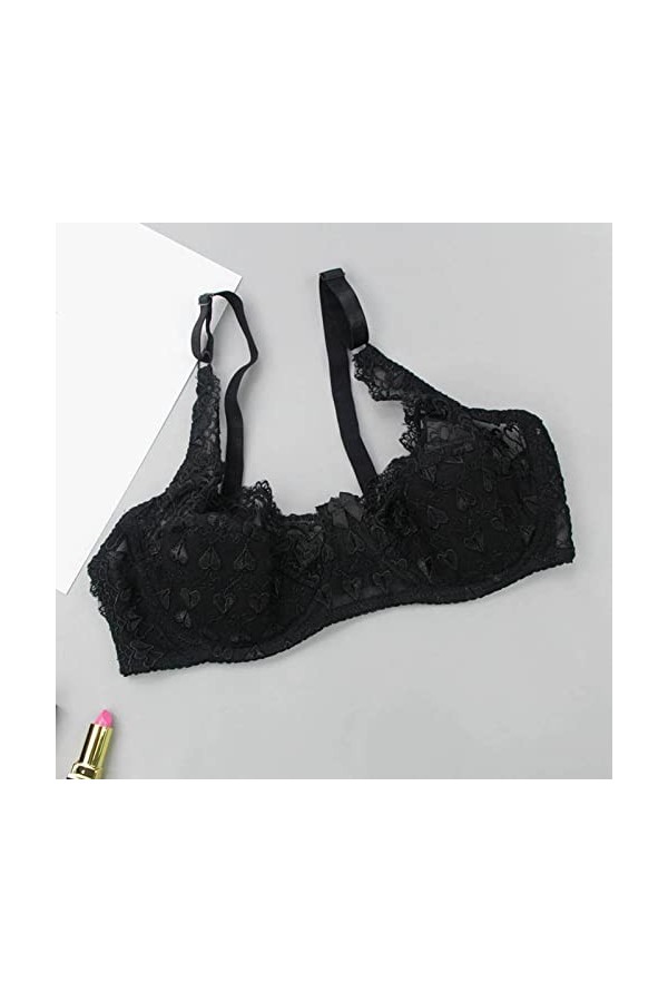 CUTeFiorino Thorn Ensemble soutien-gorge sexy en dentelle pour femme, Noir , 105C