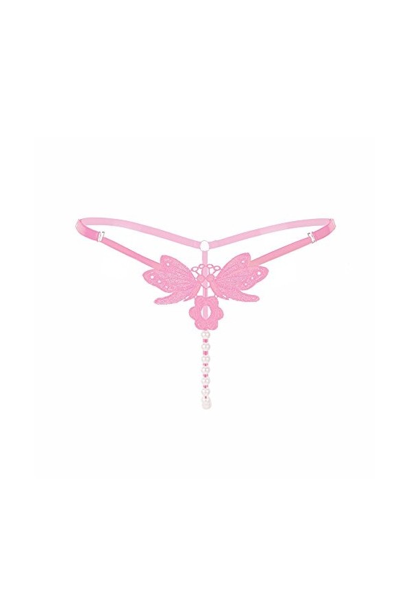 Culotte Femme Tanga String en Coton Slips Shorty G-String Culotte sous-vêtements Sexy Lady Size V-String Broderie réglable Li