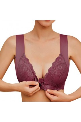 CUTeFiorino Sportbustiers Soutien-gorge pour femme sans anneau en acier Soutien-gorge pour femme Fermé Devant Dos en T Grande