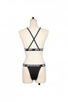 Lingerie en fourrure pour femme - Bandage de nuit - Corset creux - Sous-vêtements - Corset - Haut pour femme - Menottes, Noir