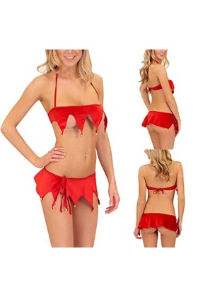 Ghemdilmn Ensemble de bikini sexy pour femme 3 points, rouge, A