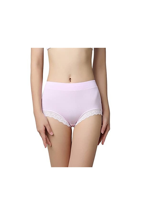 Sous-vêtements décontractés unis en dentelle pour femme - Taille haute - Sexy - Avec empiècements - Culottes sexy pour femme 