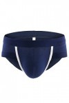 Costume Cosplay Sexy Hommes Sexy Coton Shorts sous-vêtements Doux Renflement Pouch Slip Lingerie Similicuir Navy, XXL 