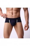 Costume Cosplay Sexy Hommes Sexy Coton Shorts sous-vêtements Doux Renflement Pouch Slip Lingerie Similicuir Navy, XXL 