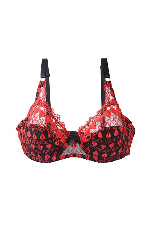 CUTeFiorino Thorn Ensemble soutien-gorge sexy en dentelle pour femme, rouge, 95 D