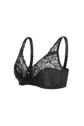 Bralette sans fil convertible en dentelle pour femme avec bretelles et rembourrage amovible, Noir , 110D