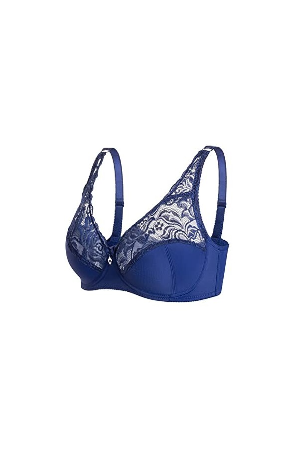 Bralette sans fil convertible en dentelle pour femme avec bretelles et rembourrage amovible, bleu, 95C