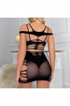 liaddkv Combinaison en résille pour femme - Manches longues - Lingerie - Chemise de nuit - Vêtement de nuit - Lingerie sexy -
